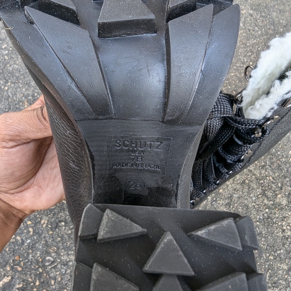 Schutz zhara women's black winter lace up combat boots size 26 - Picture 10 of 11